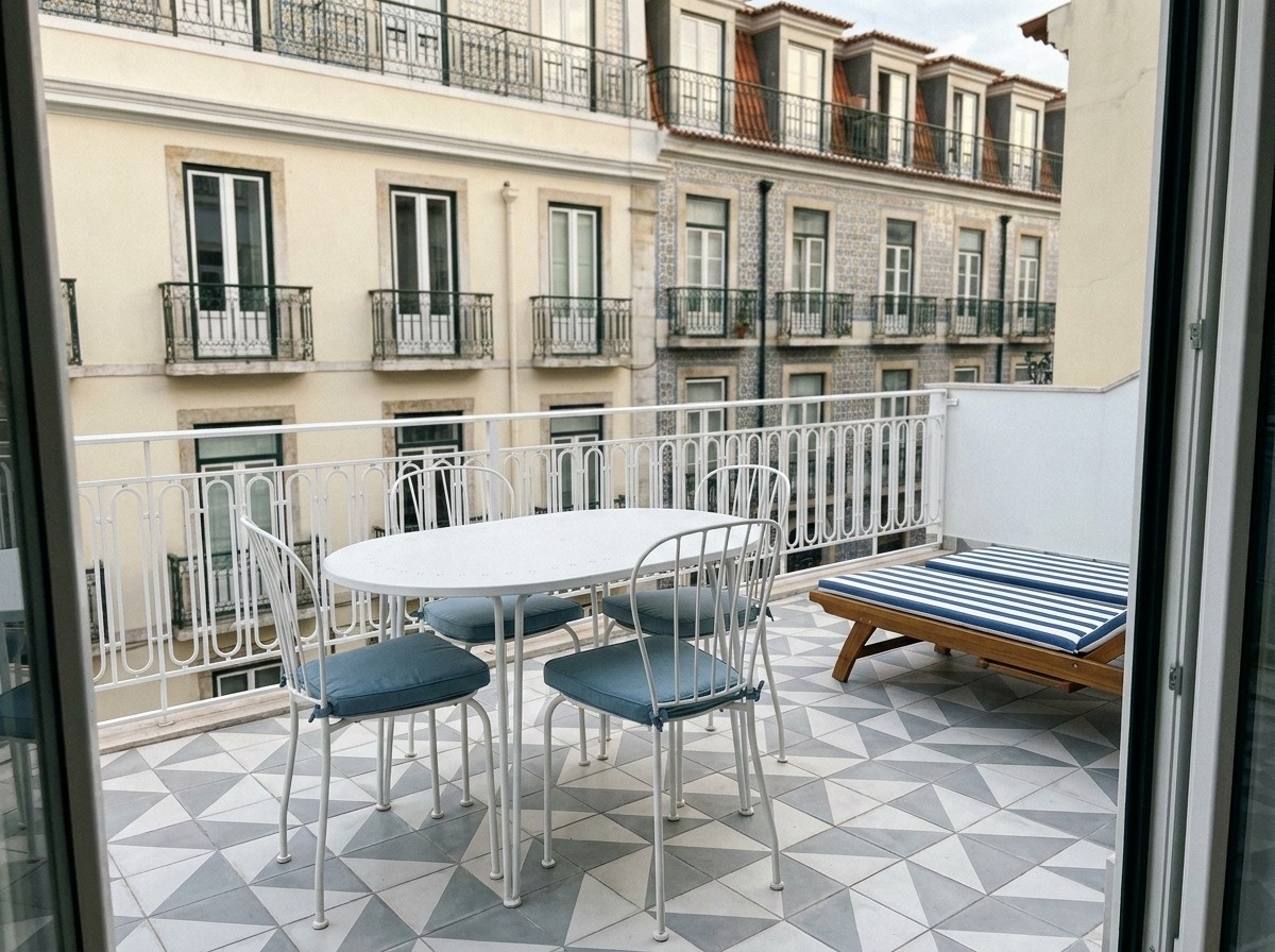 Alfama Pearl Apartment furnished terrace with city view